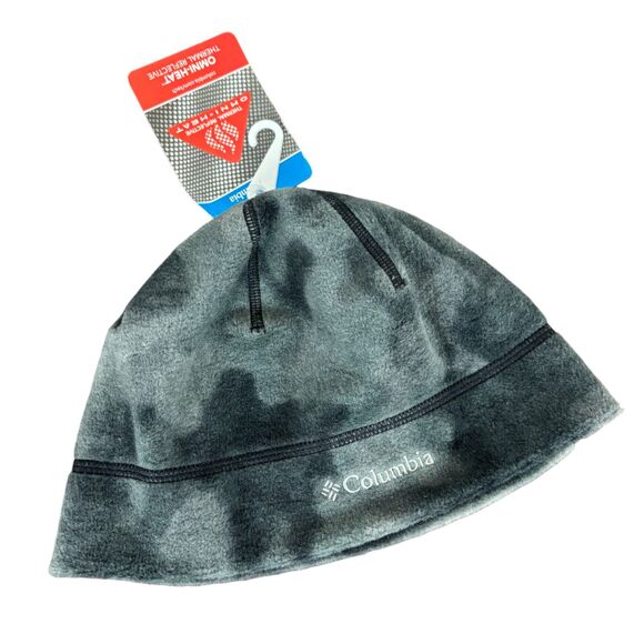 NWT Columbia Gray Camo Omni-Heat Thermal Reflective Youth Medium Beanie Hat - Picture 1 of 4